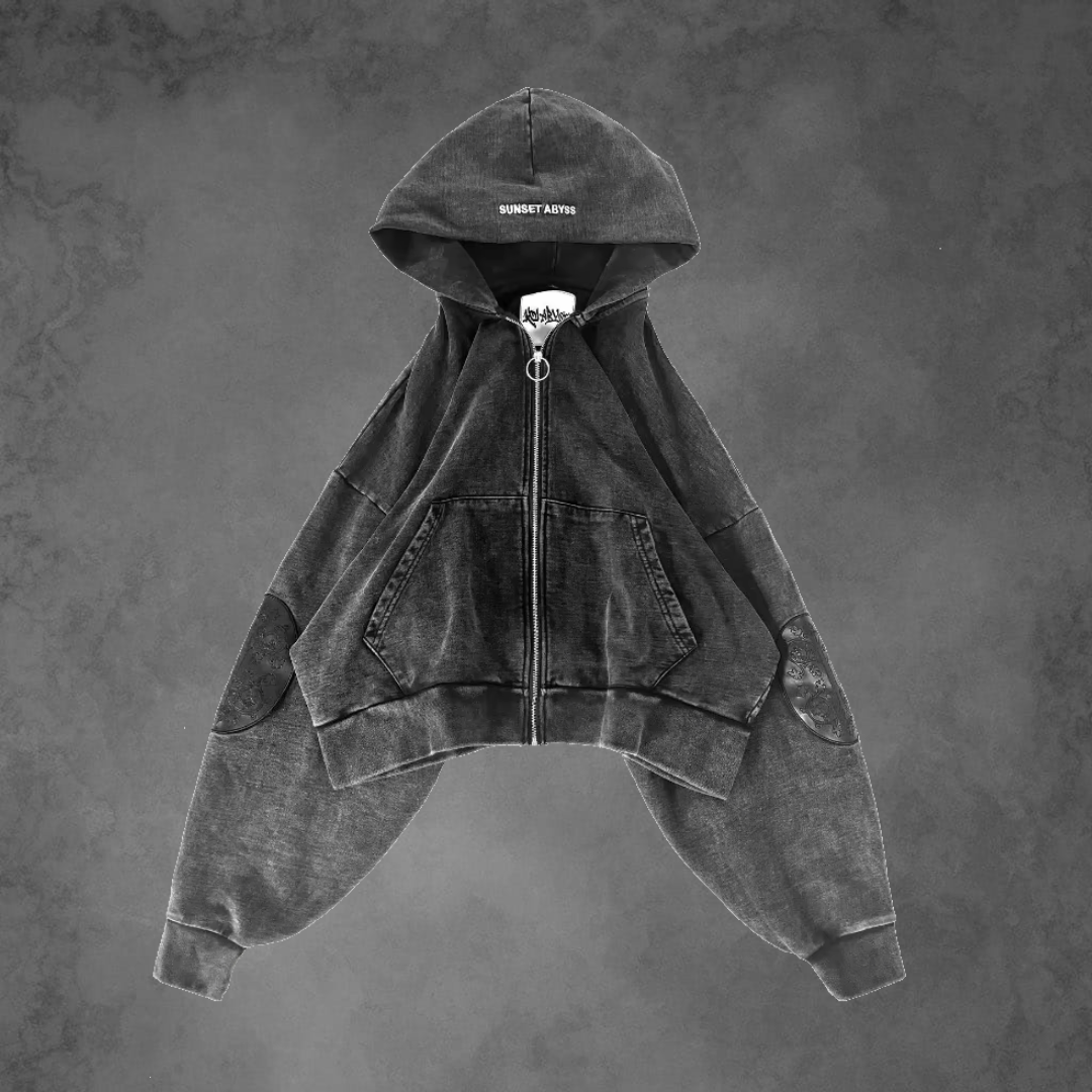 NOIR Gothic Washed Zip Hoodie