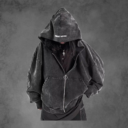 NOIR Gothic Washed Zip Hoodie