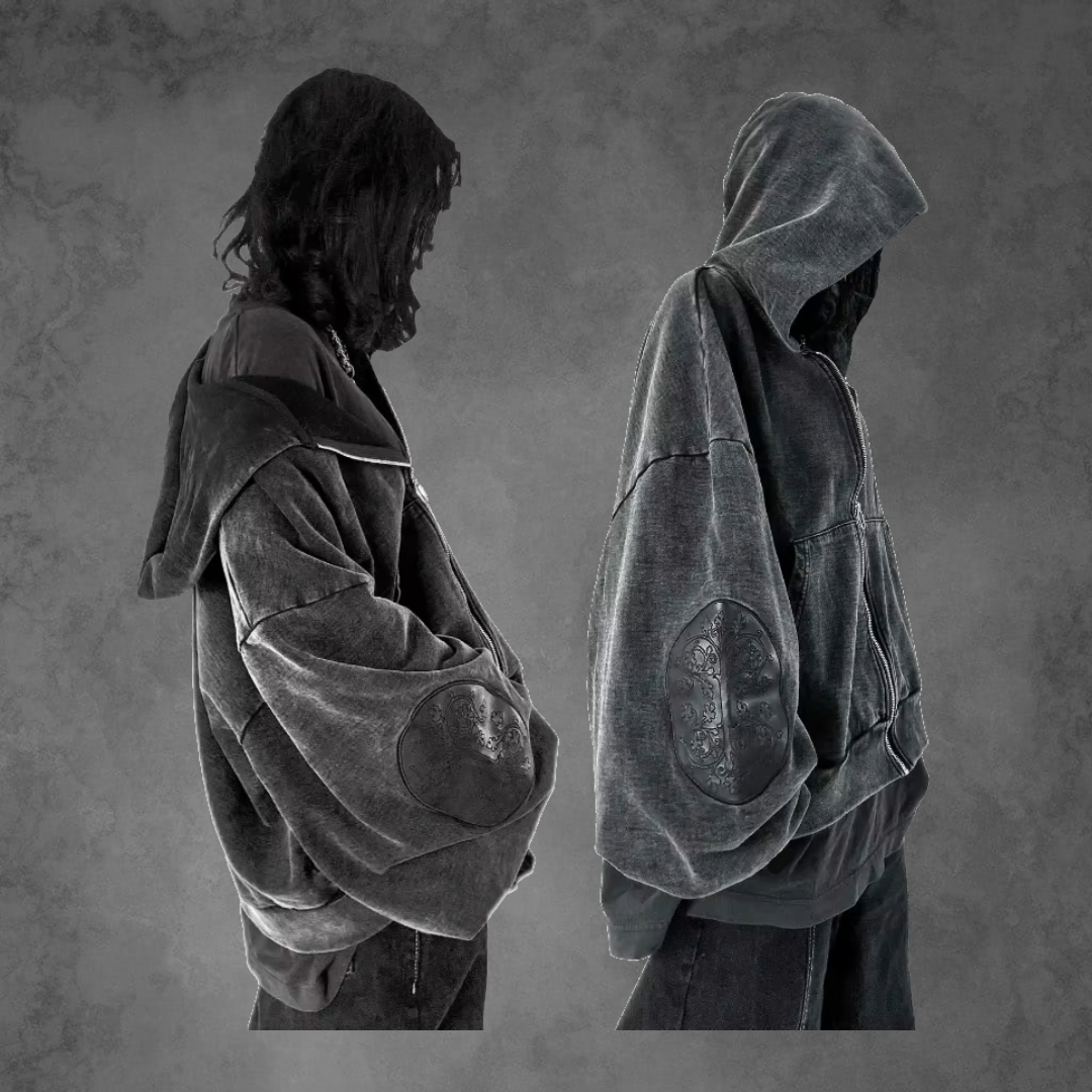 NOIR Gothic Washed Zip Hoodie