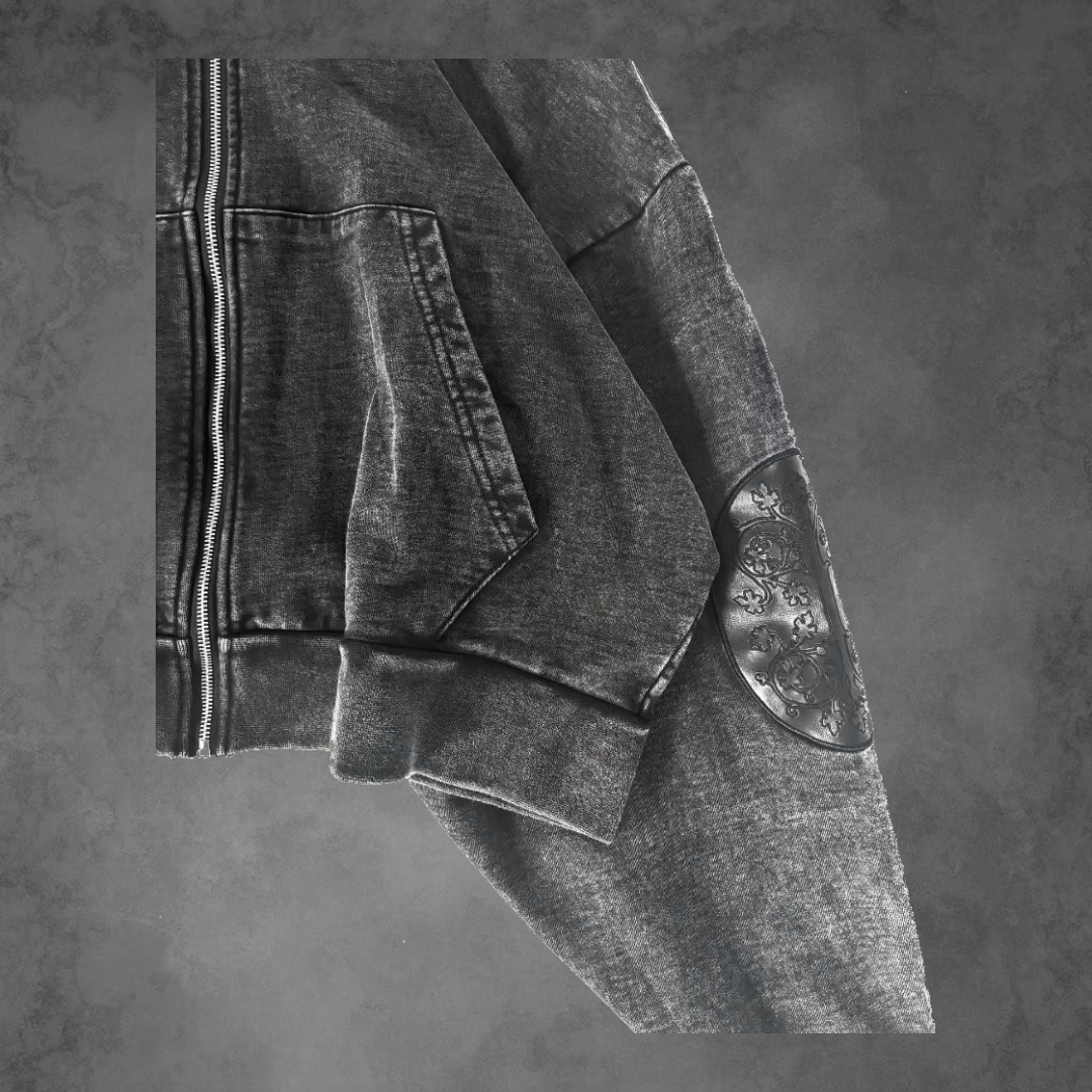 NOIR Gothic Washed Zip Hoodie